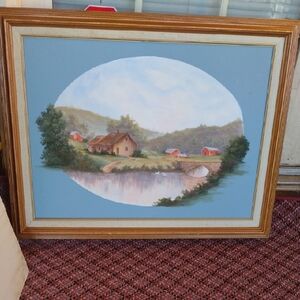 Framed Landscape Art with Blue Sky